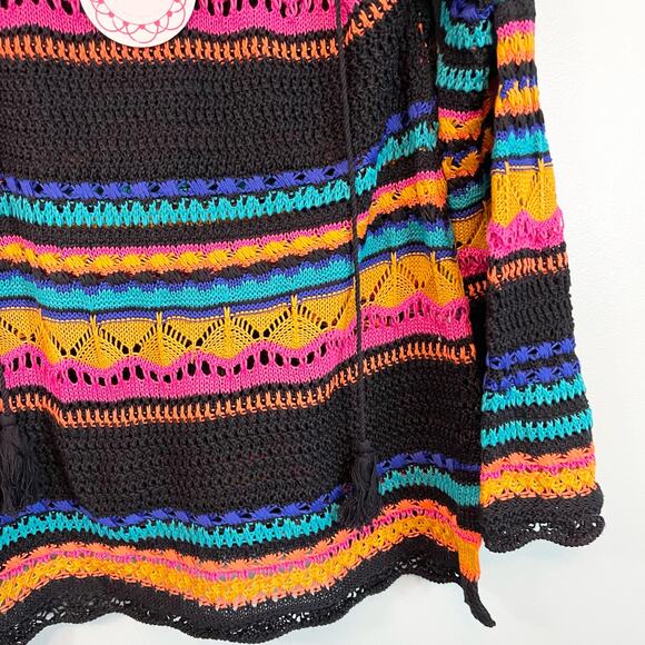 UMGEE Women's Multicolor Square Neck Crochet Knitted Pullover Sweater Large NWT - Picture 9 of 11